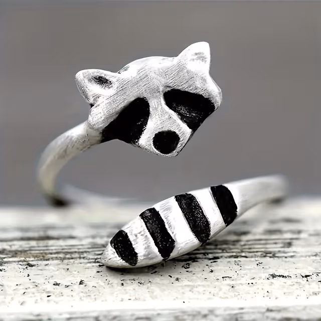 Silver Raccoon Adjustable Ring